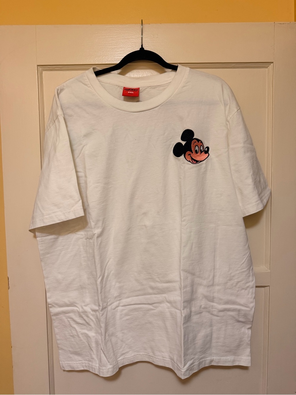 Disney White Short Sleeve Tee with Small Mickey Chest Patch